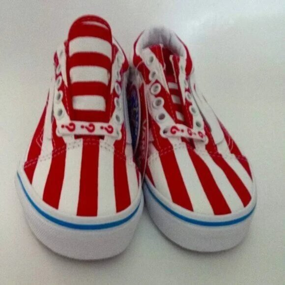 New Vans Old Skool Where's Waldo Red White Stripe Low Top Skate Sneaker Size 12K - Picture 4 of 13